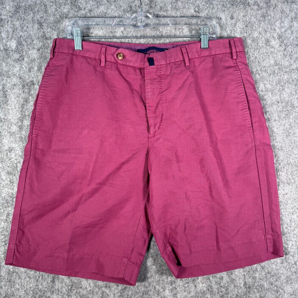 Incotex Shorts Mens 36x10 Red ChinoLino Linen Blend Casual